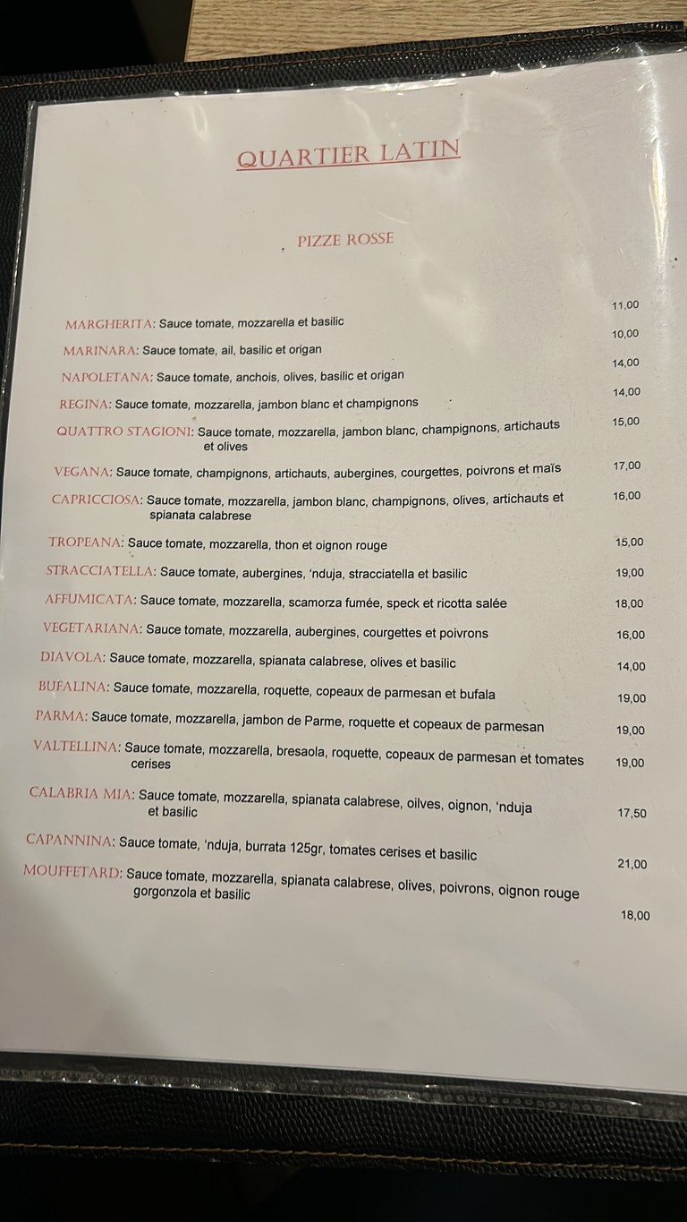 Quartier Latin menu 2