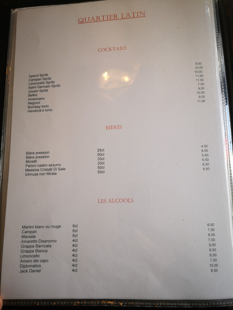 Quartier Latin menu 5