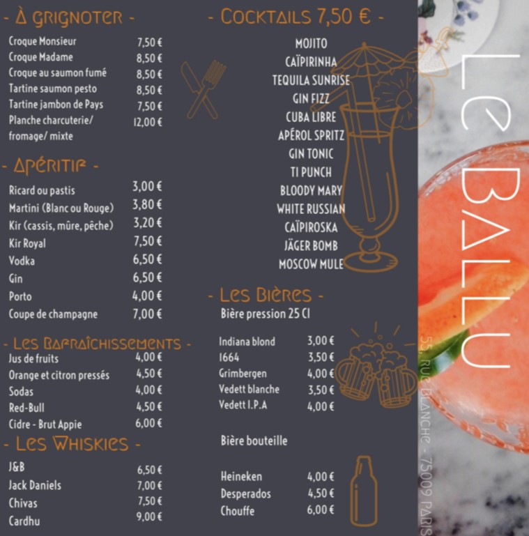 Le Ballu menu 1