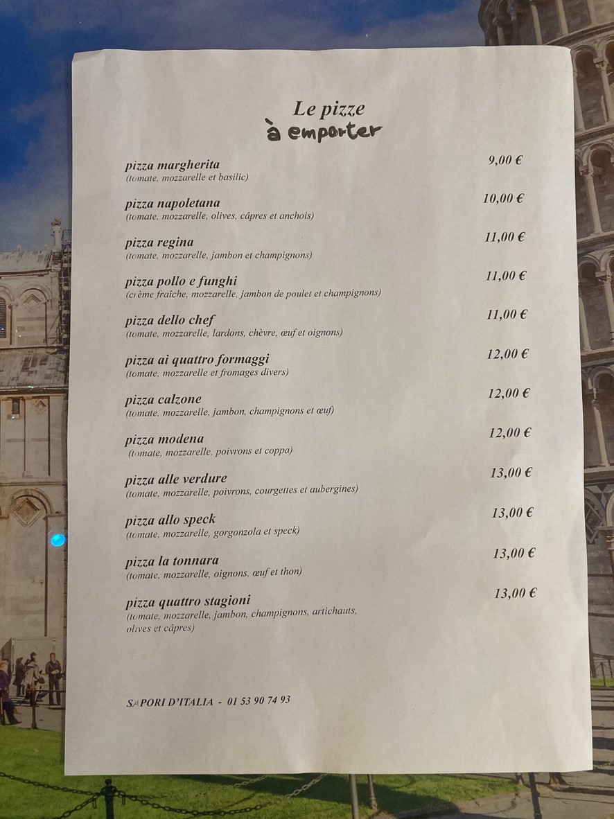 Sapori D'Italia menu 2