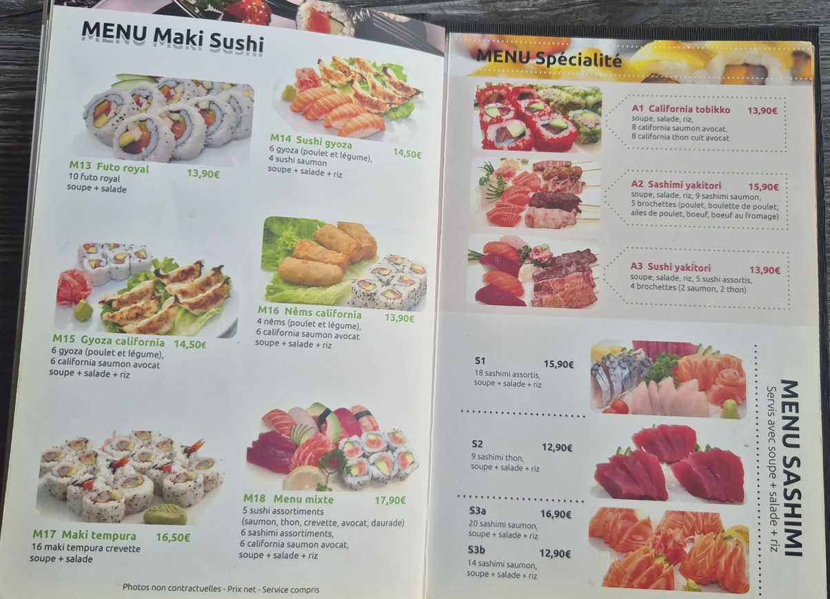 Sushi Ajisen menu 1