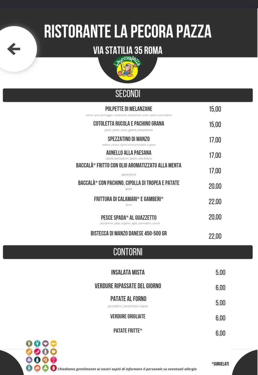 La Pecora Pazza menu 2