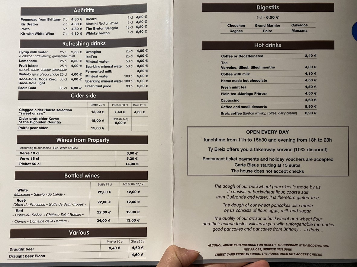 Ty Breiz Crêperie menu 2
