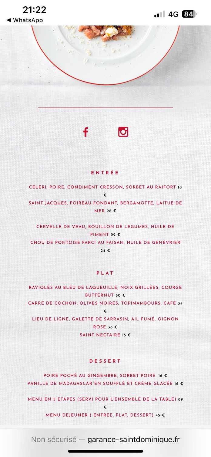 Garance menu 1