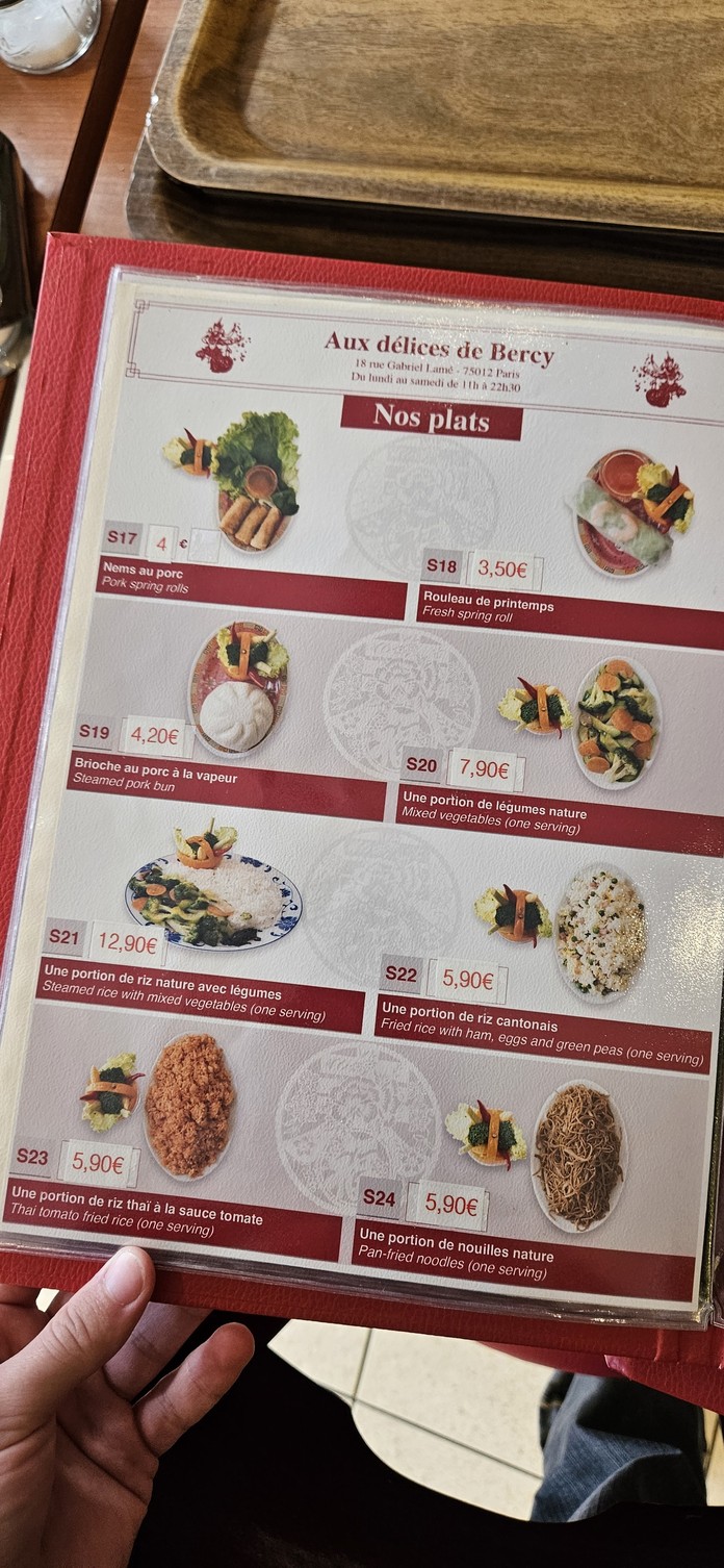 Aux Délices de Bercy menu 3