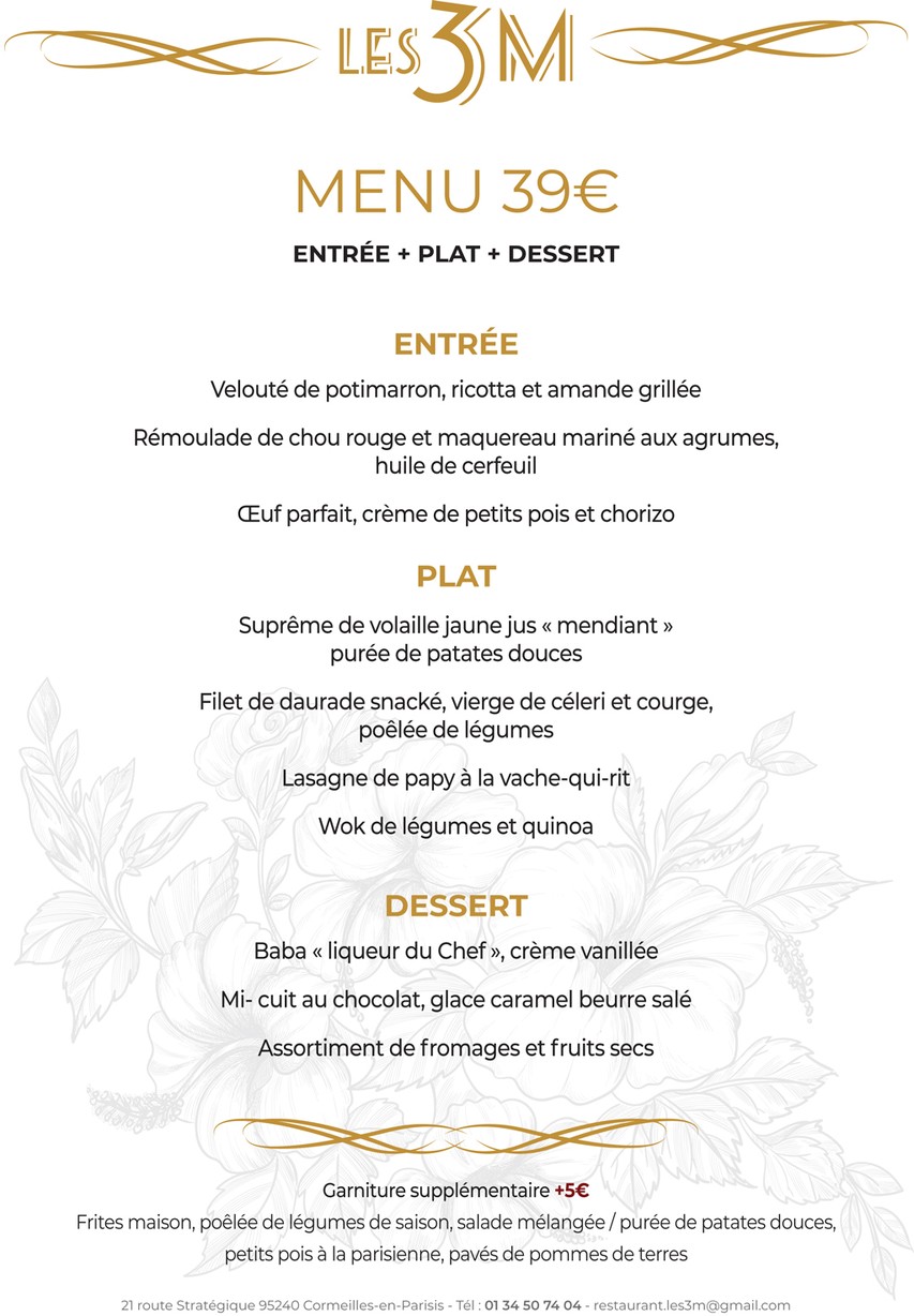 Restaurant Les 3M menu 1