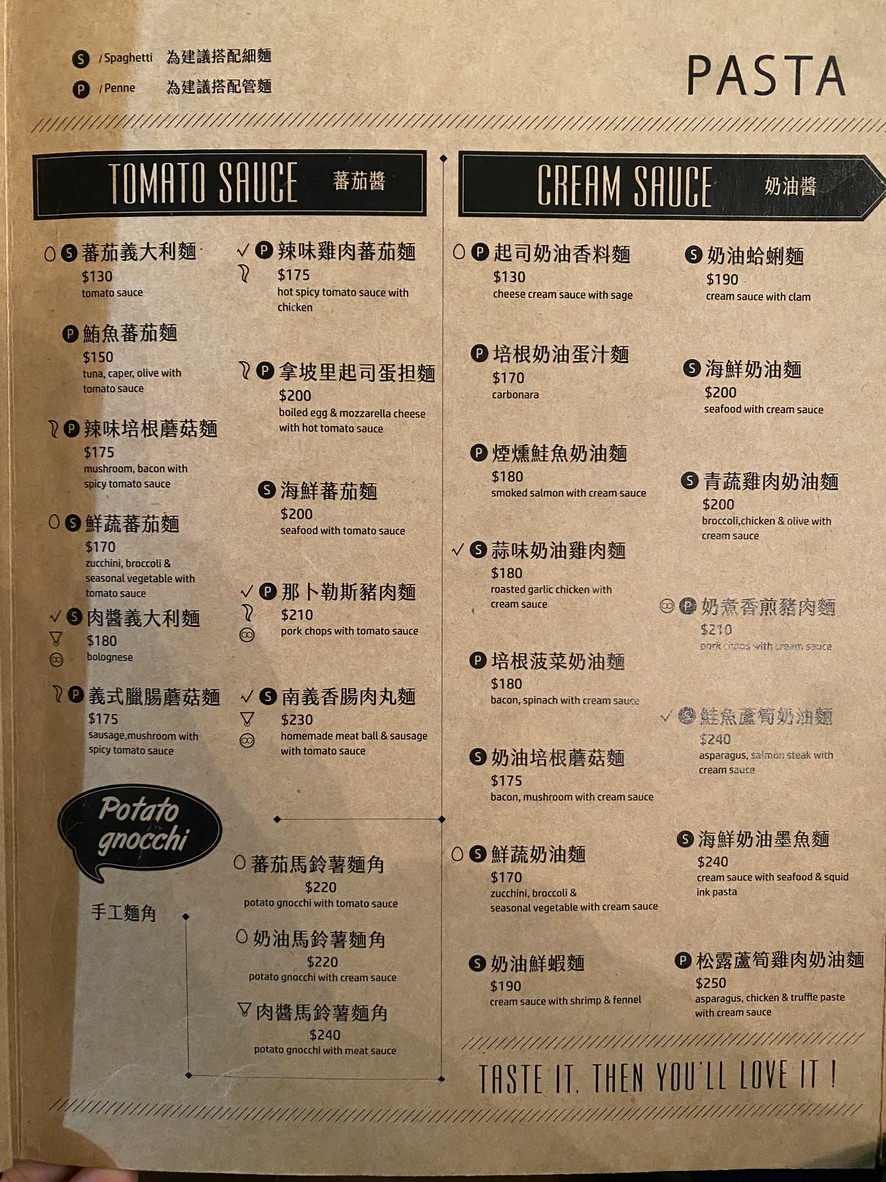 CASADELLAPASTA Yìmiàn Fāng menu 2
