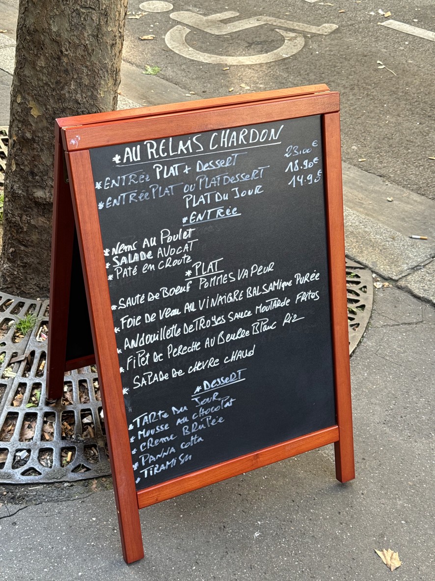 Au Relais Chardon menu 1