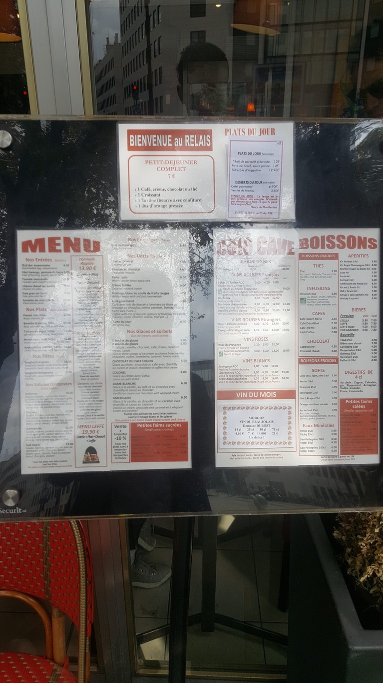 Le Relais de la Place menu 1