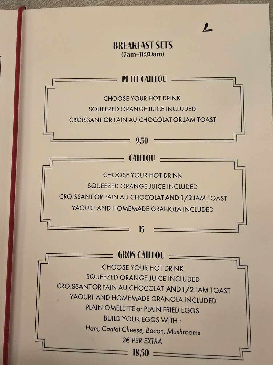 Café Caillou menu 1