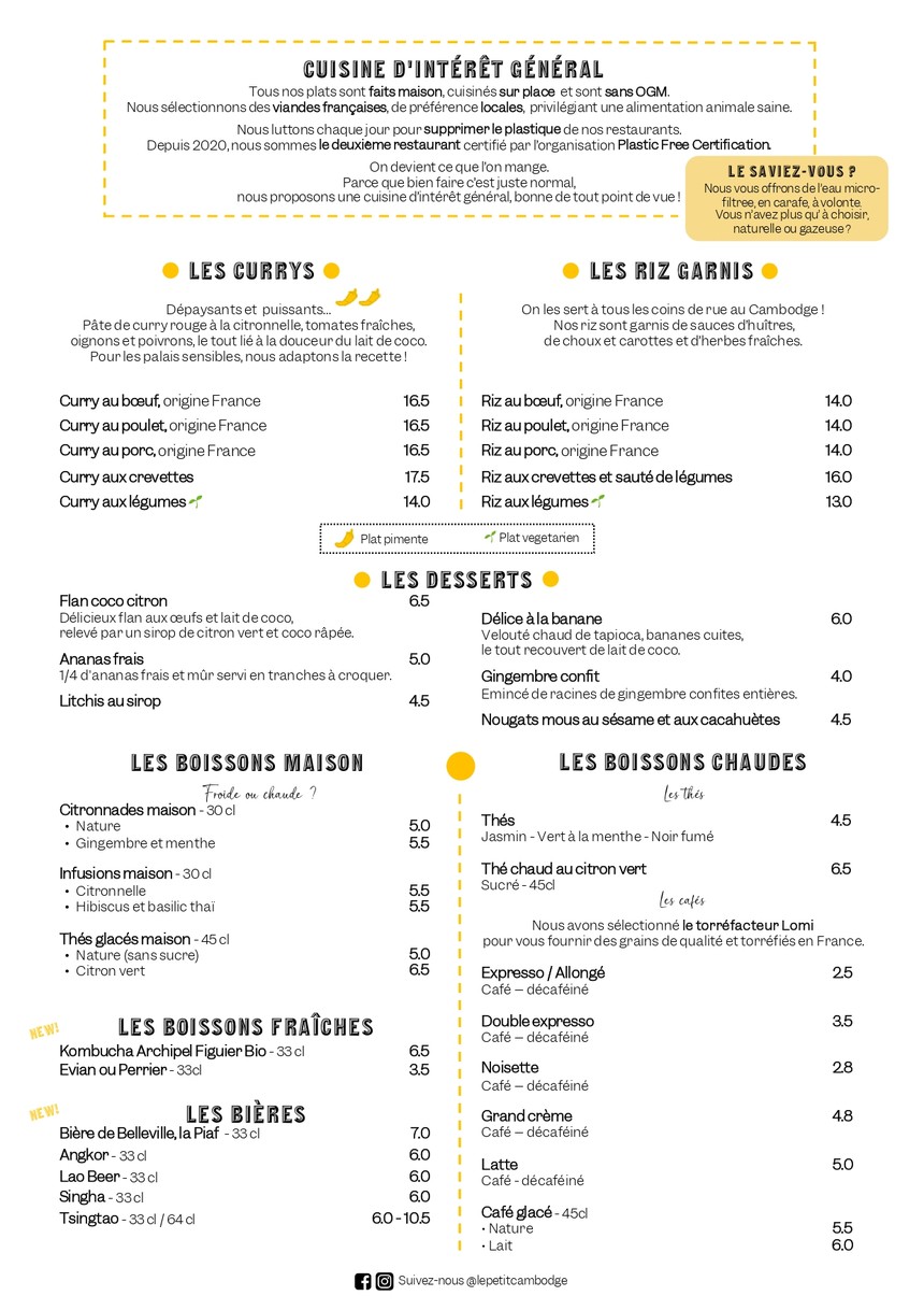 Le Petit Cambodge menu 2