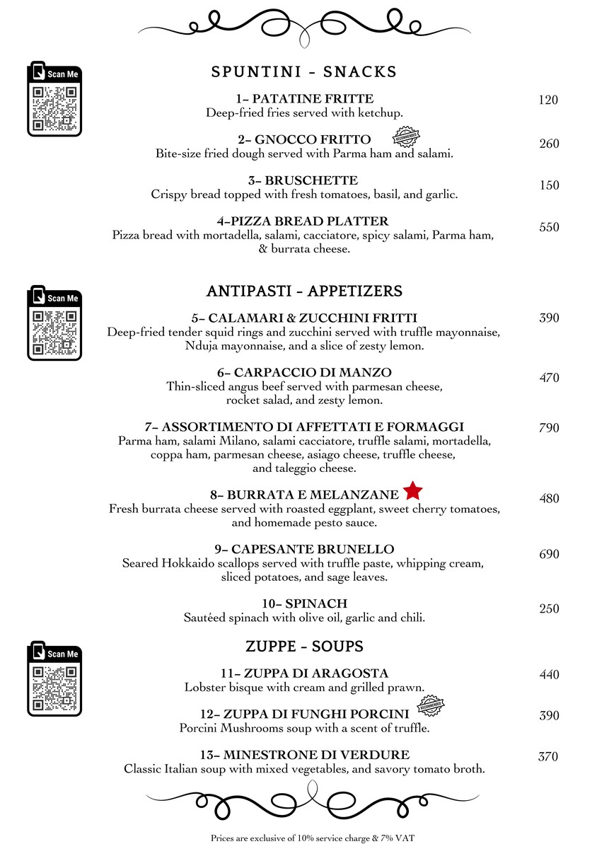 Brunello Thailand menu 1