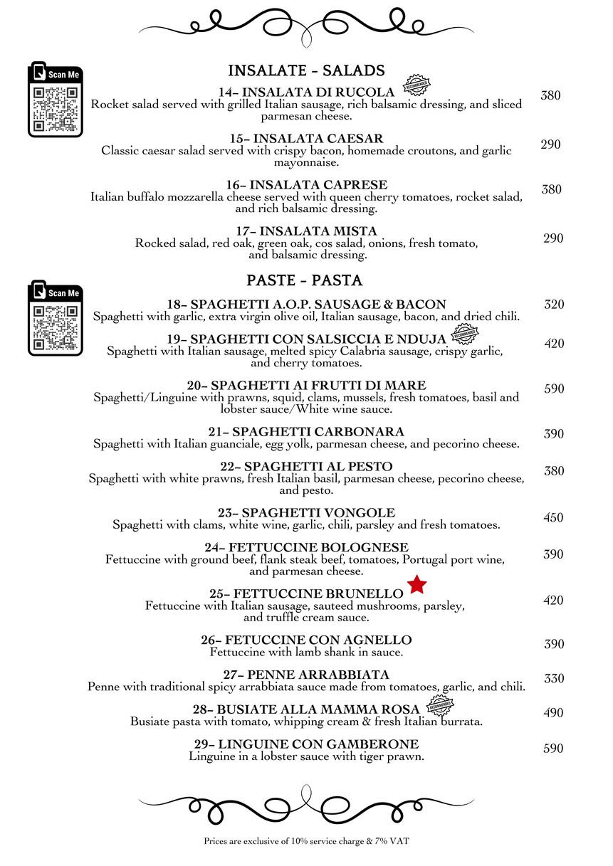 Brunello Thailand menu 2
