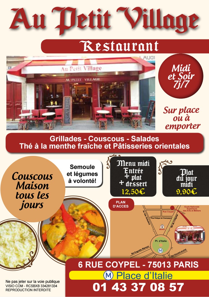 Au Petit Village menu 1