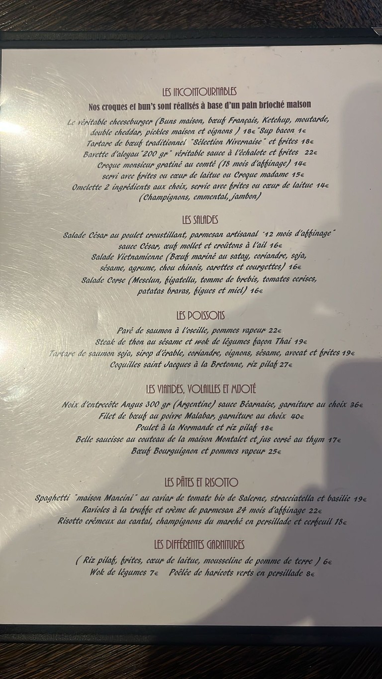 Le Cépage Montmartrois menu 2