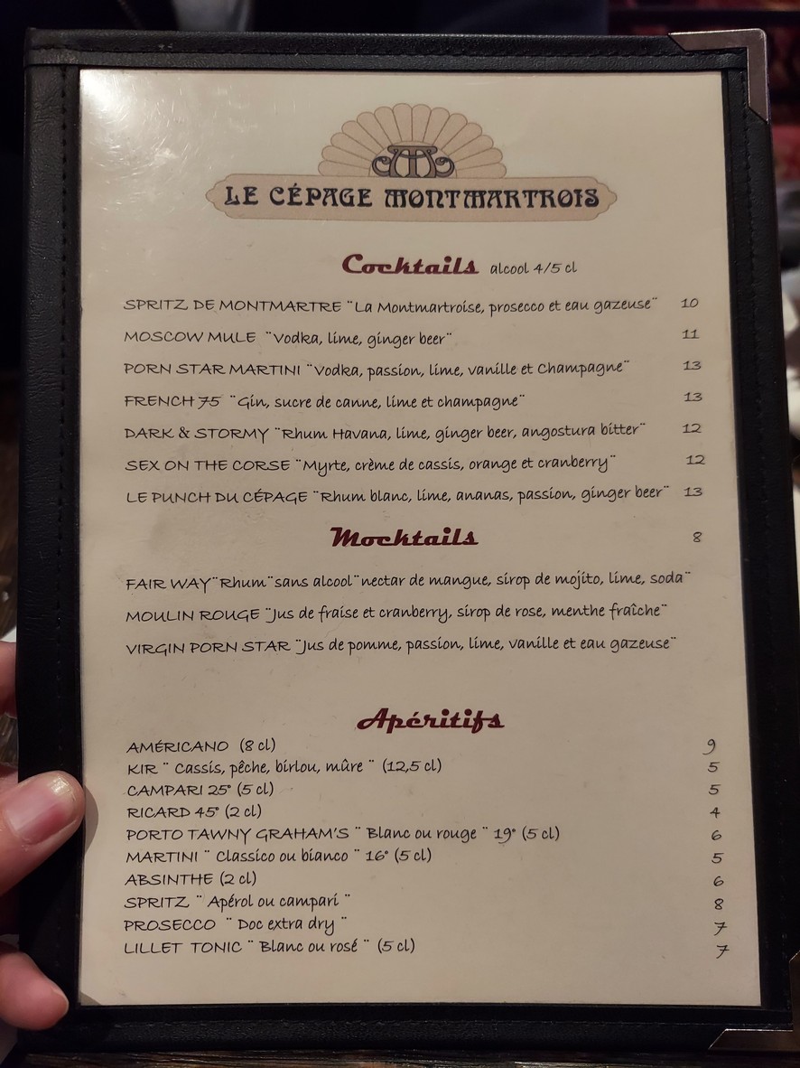 Le Cépage Montmartrois menu 4