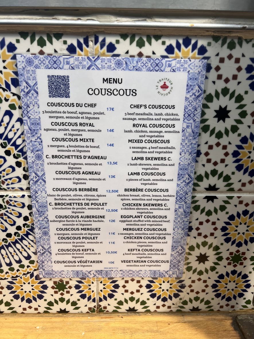 Le Traiteur Marocain menu 2