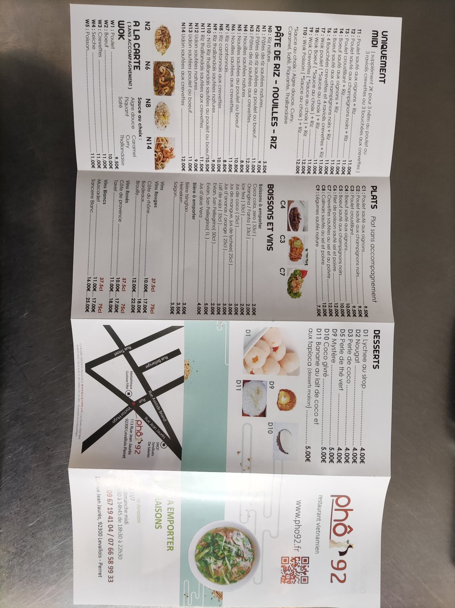 Phô 92 menu 1