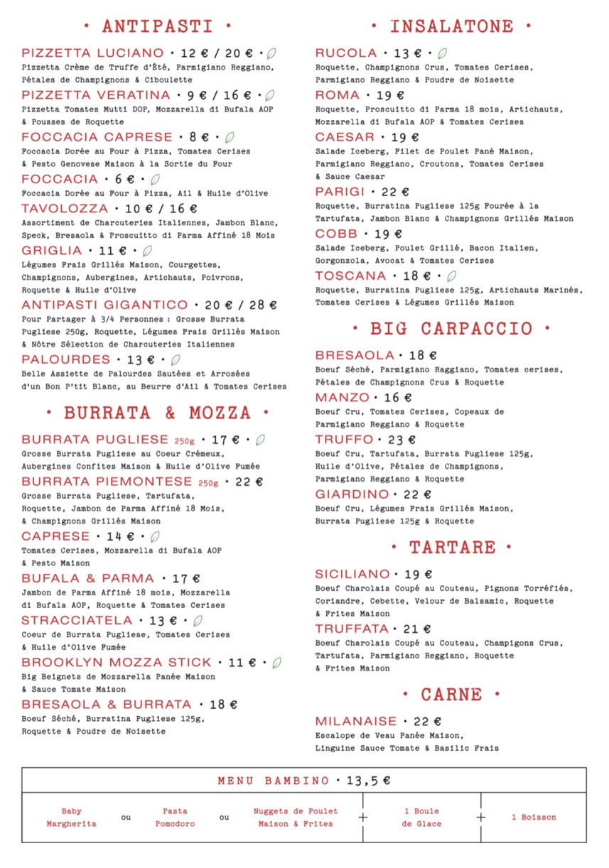 RICCI EIFFEL menu 1