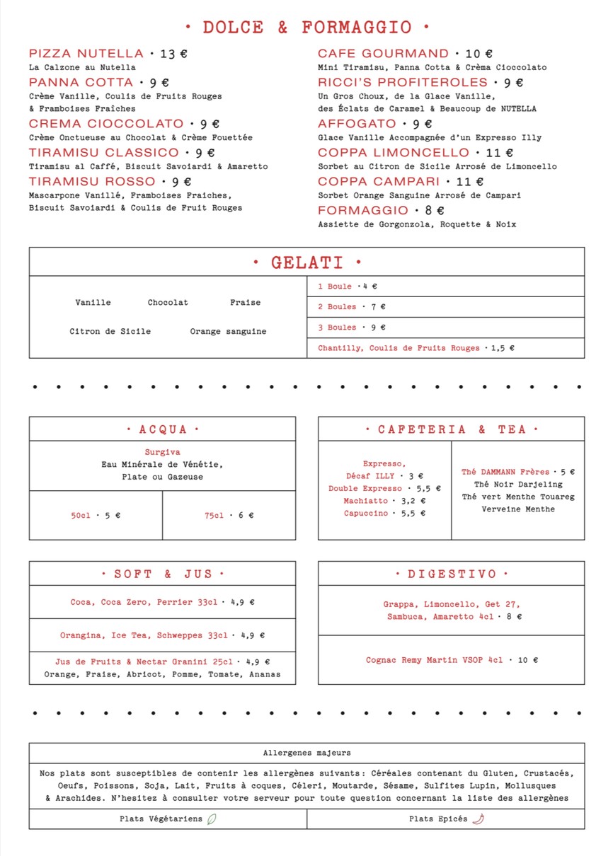 RICCI EIFFEL menu 3