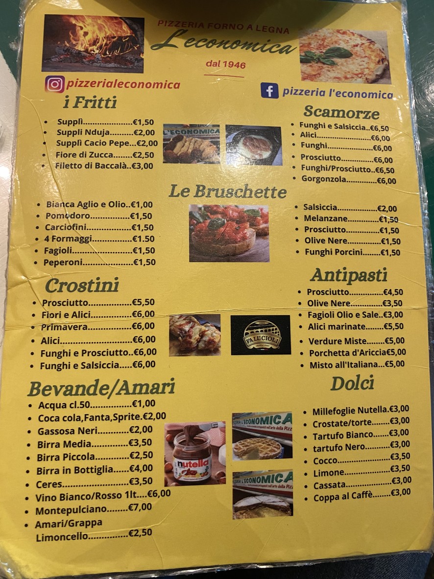 Pizzeria L'economica menu 1