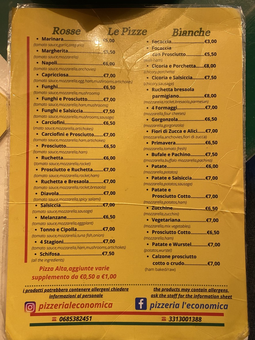 Pizzeria L'economica menu 2