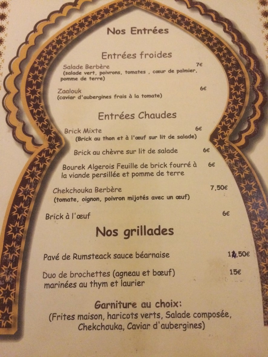 Le Tizzi menu 1