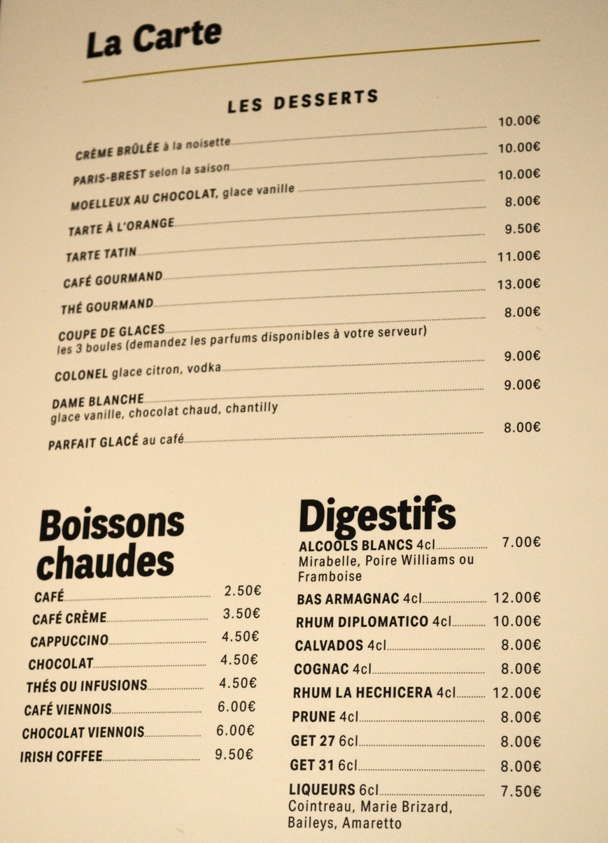 L'Amourette menu 2