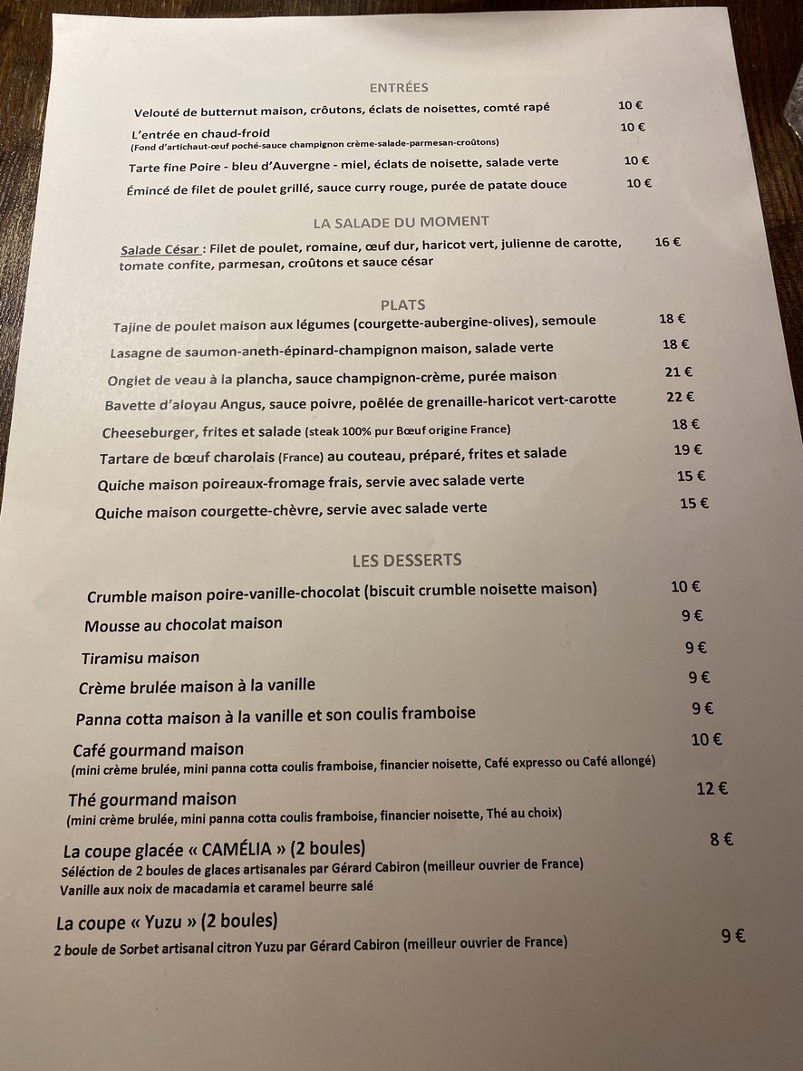 Le Camélia menu 2