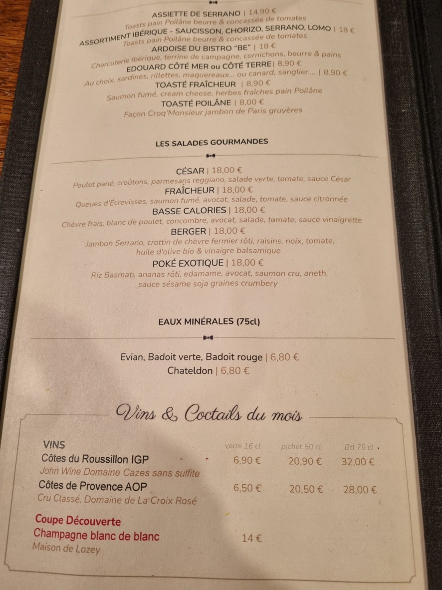 Bistro d'Édouard - Faubourg de l’Arche menu 1