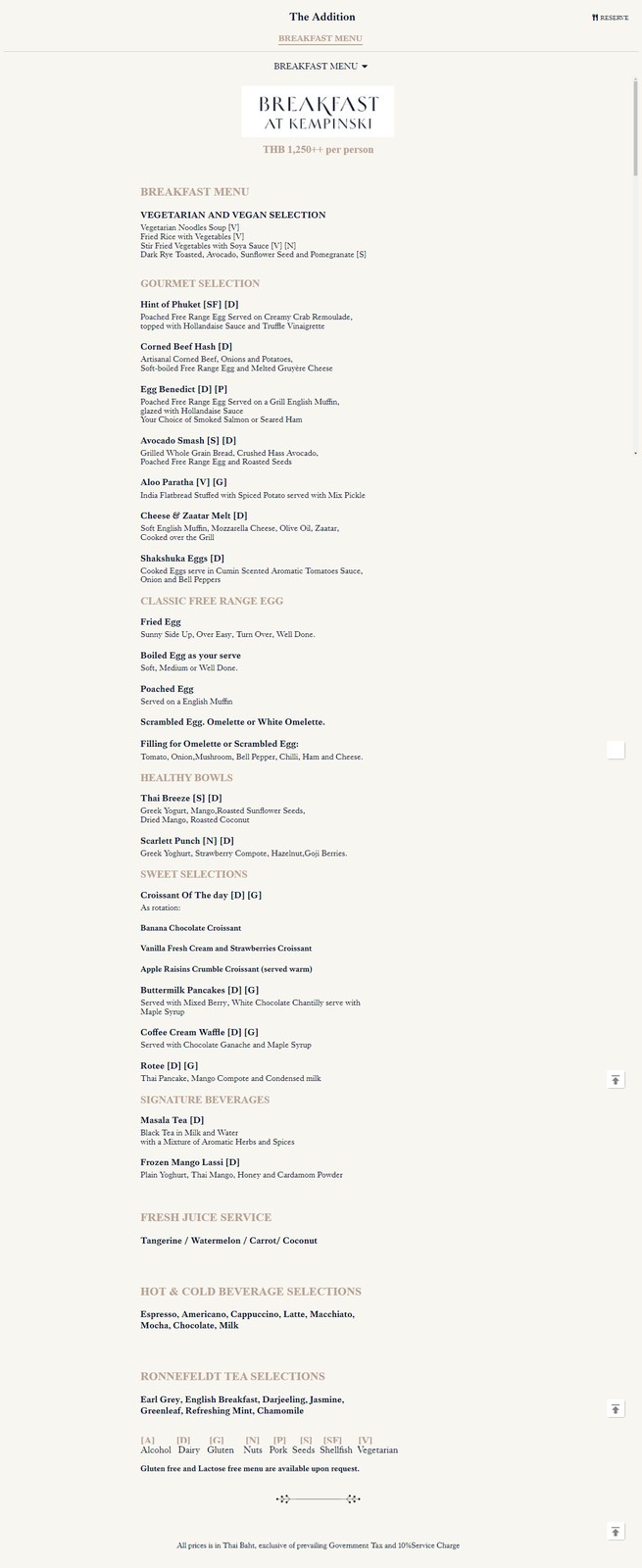 THE ADDITION menu 1
