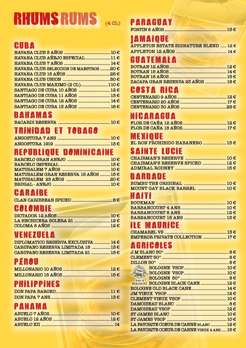 Cuba Compagnie Café menu 3