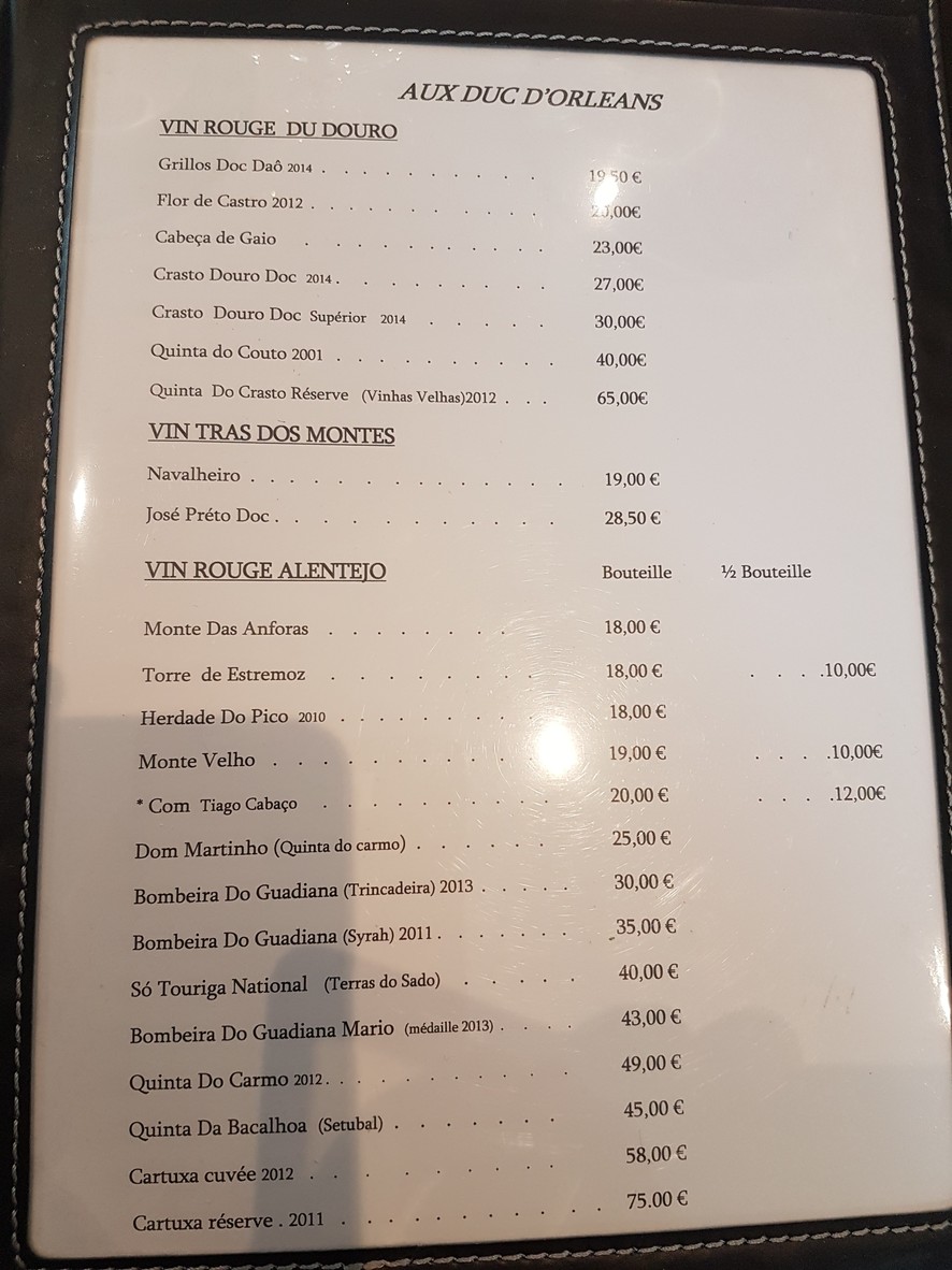 Aux Ducs d'Orléans menu 3