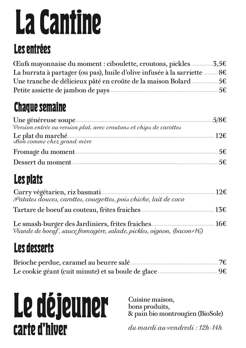Les jardiniers - Montrouge menu 1
