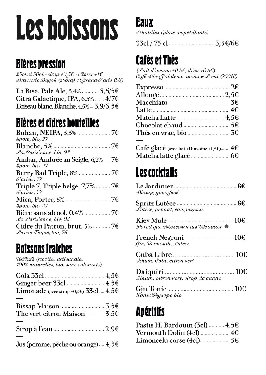 Les jardiniers - Montrouge menu 3