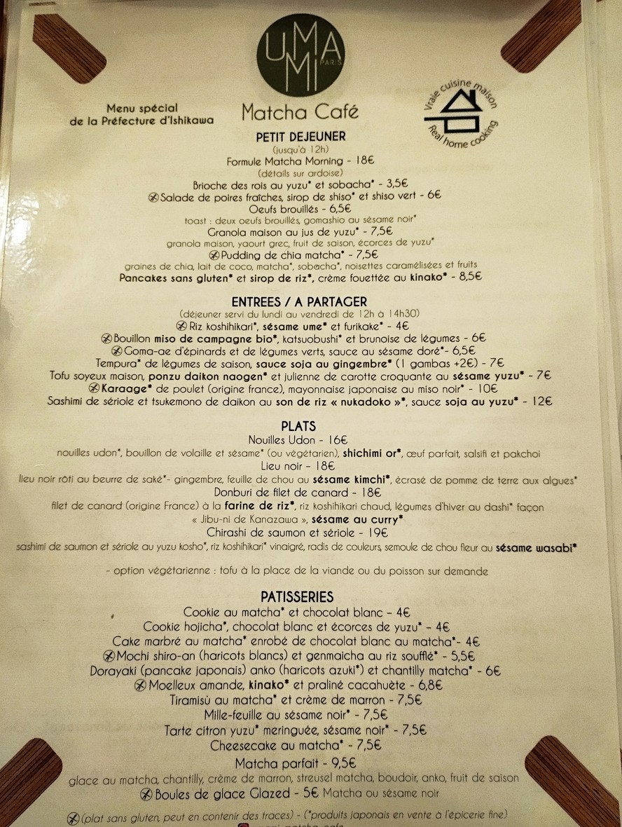 Umami Matcha Café menu 1