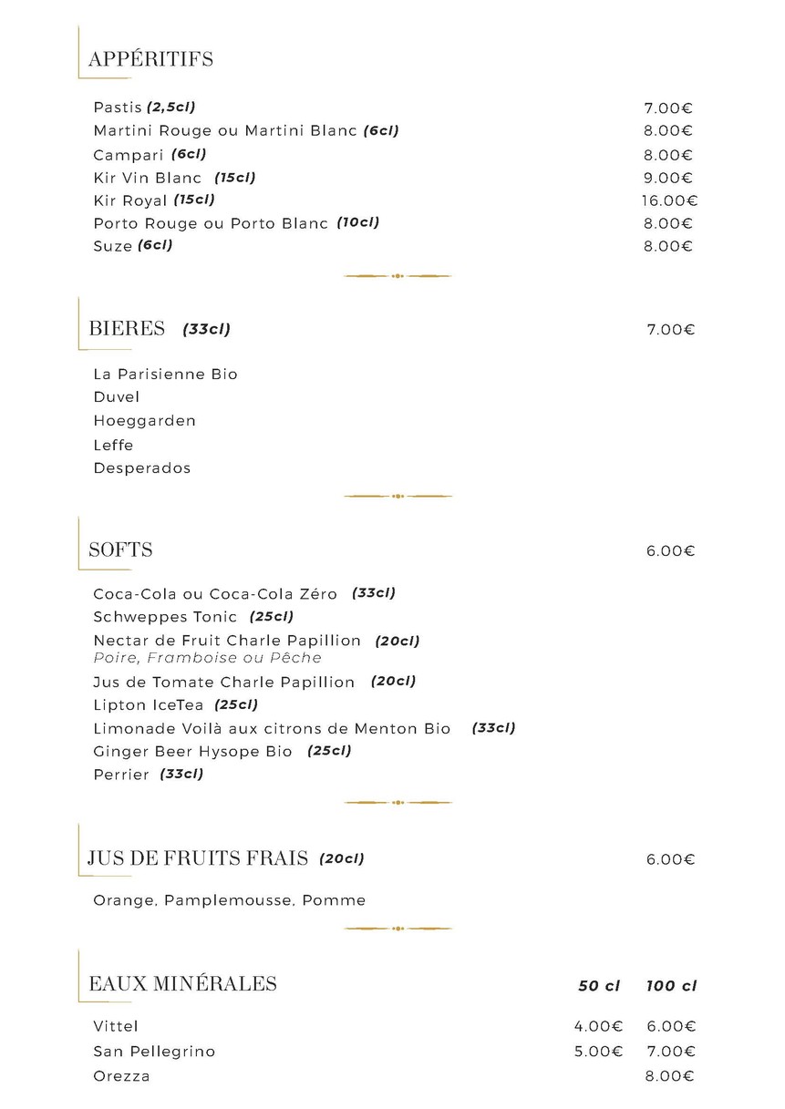 N3 Villa Haussmann menu 1