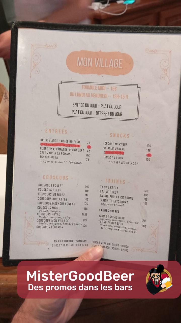 Mon Village menu 1