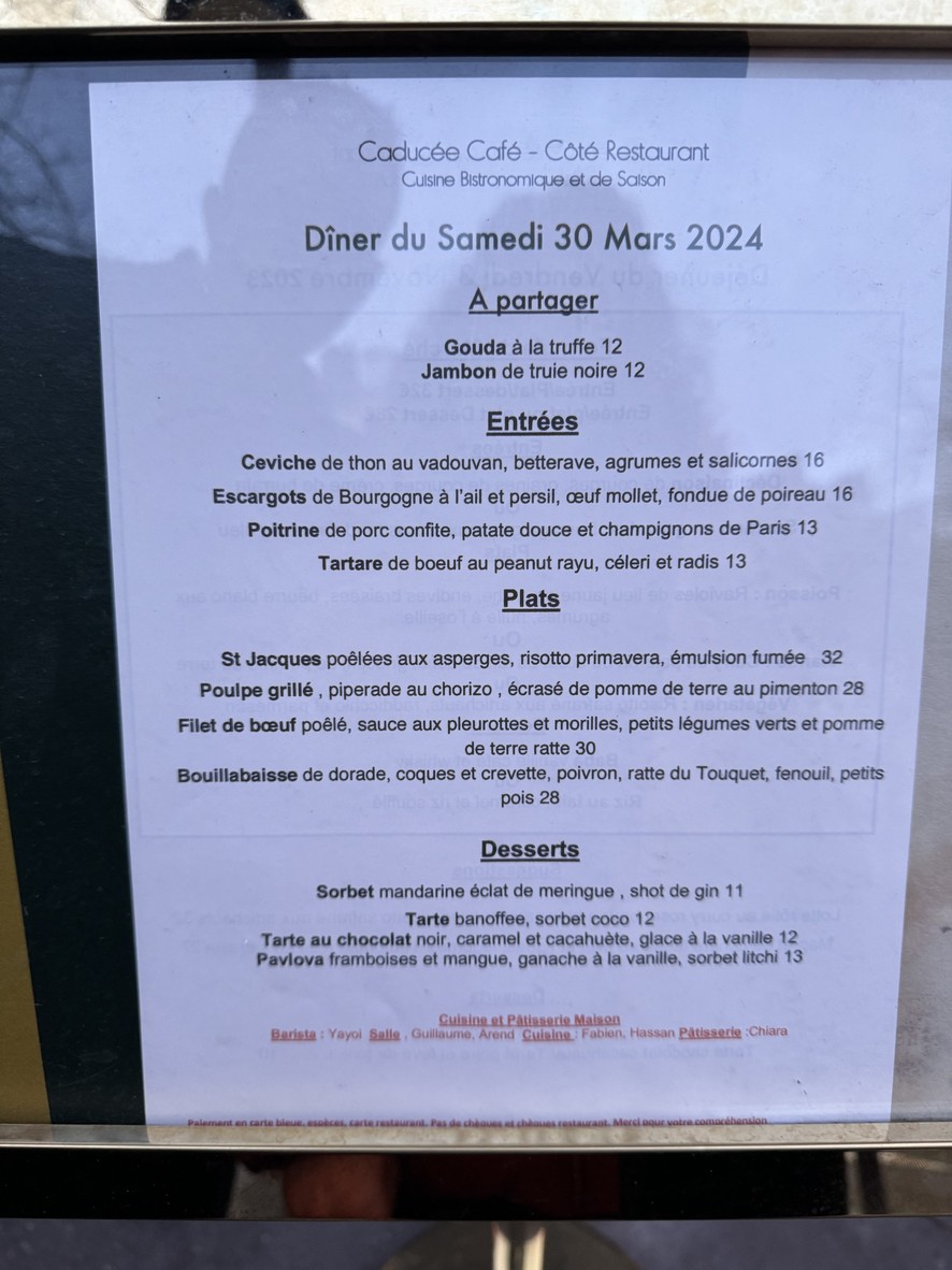 CADUCÉE Café et Restaurant menu 2