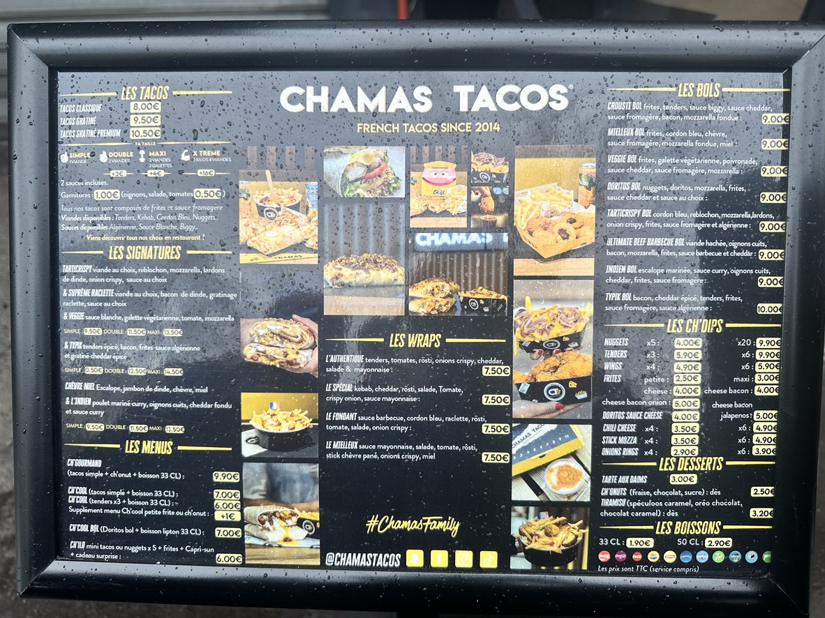 Chamas Tacos® Paris 19 menu 1