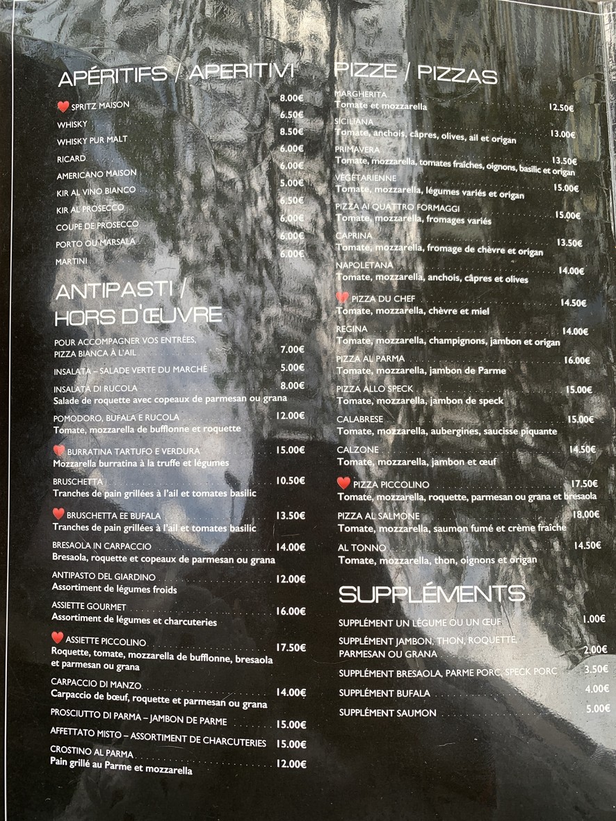 Piccolino menu 1