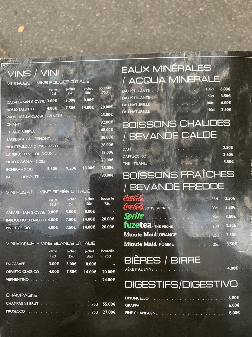 Piccolino menu 3