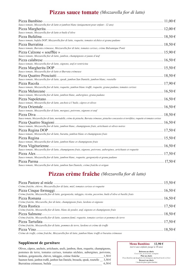 Pizza Vino menu 2