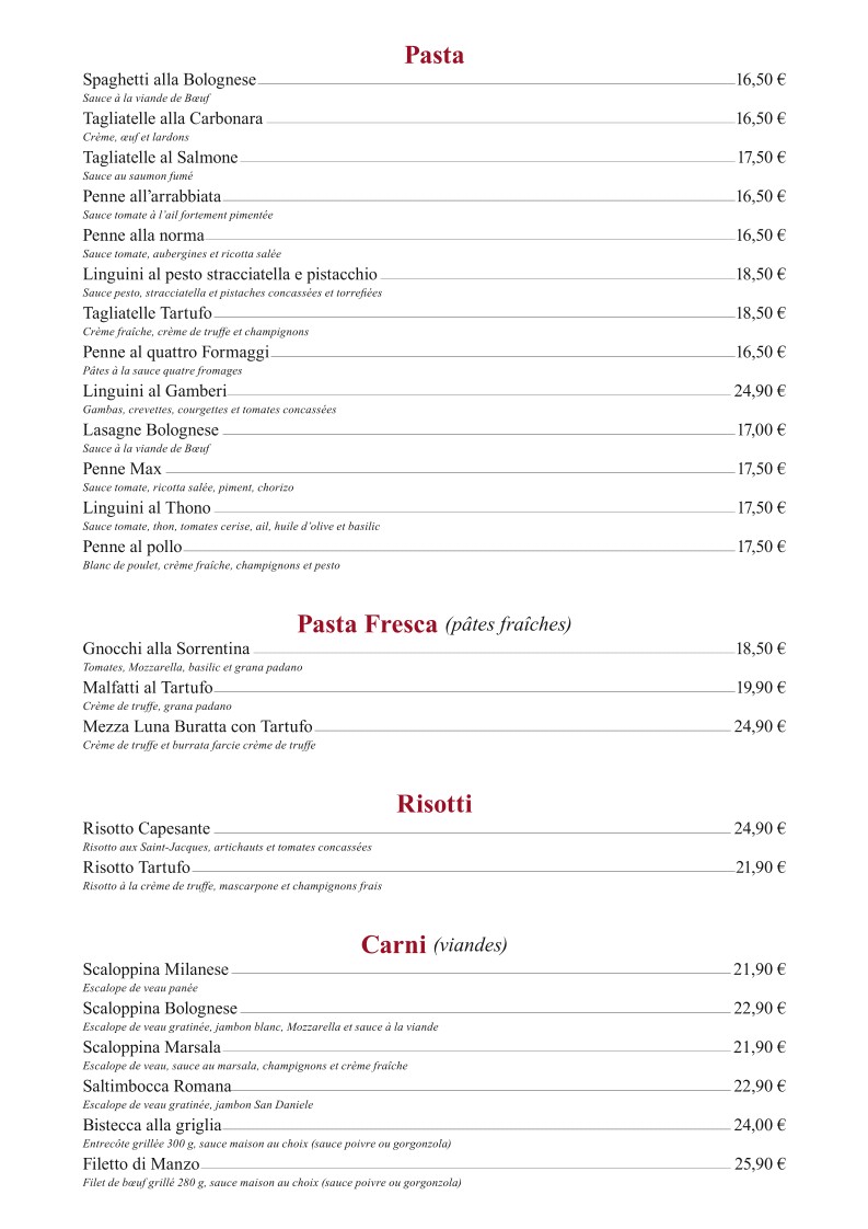 Pizza Vino menu 3