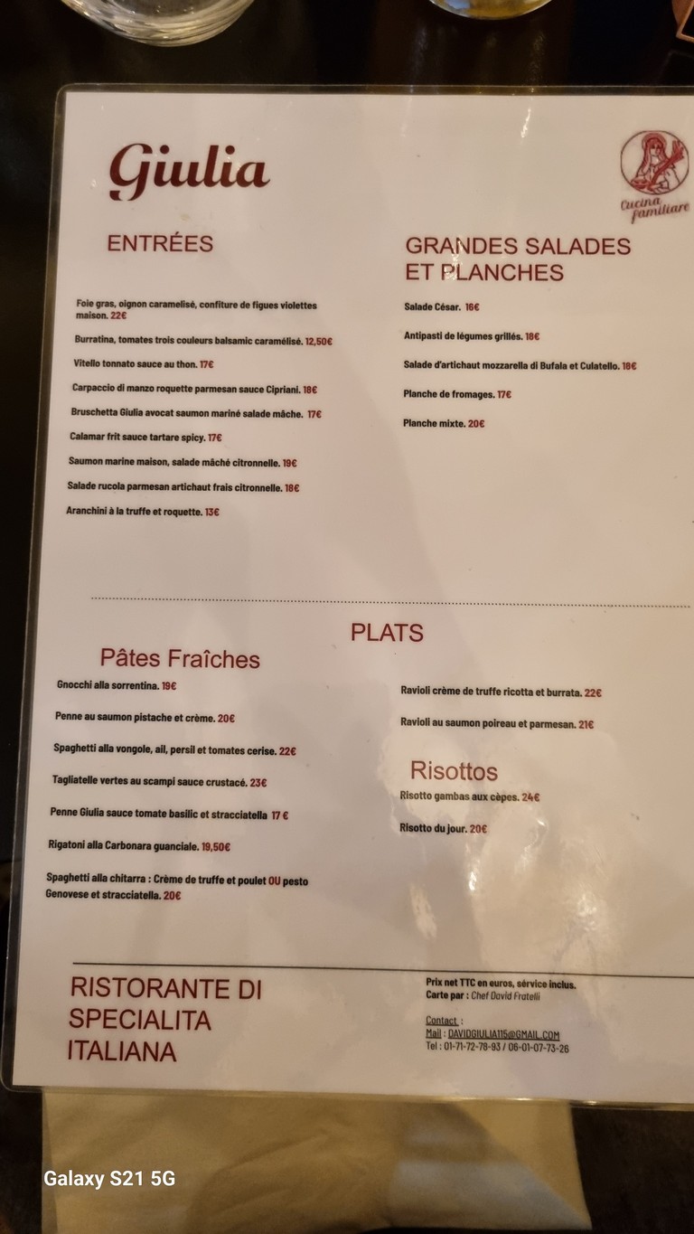 Giulia menu 1