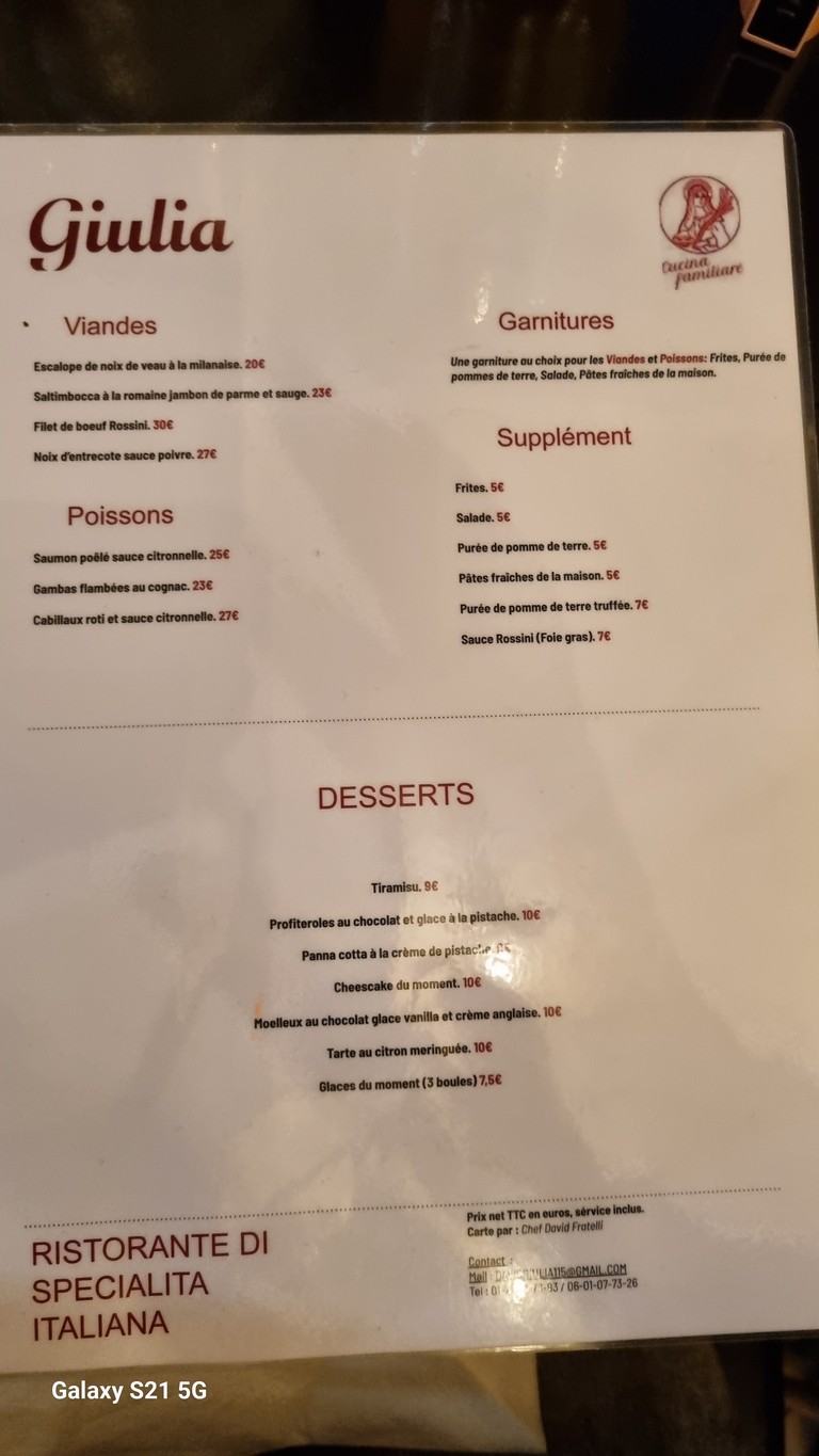 Giulia menu 2