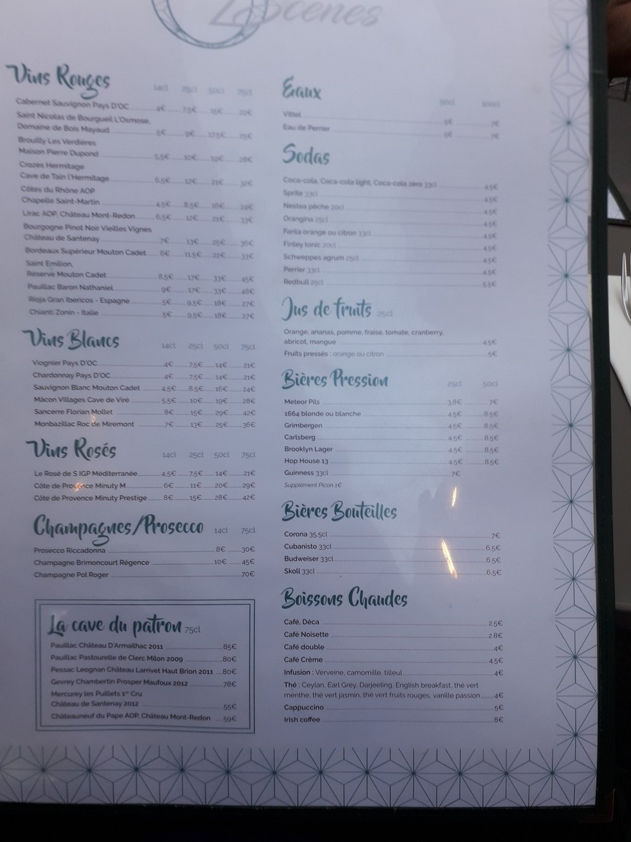 O 2 SCENES RESTAURANT menu 2