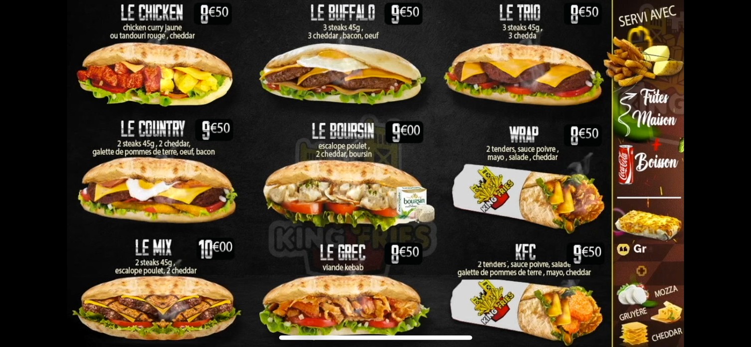 King Fries menu 2