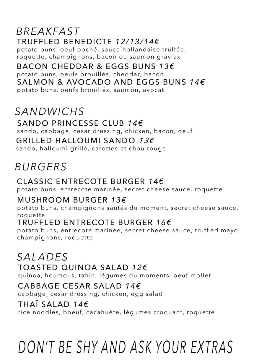 Princesse menu 1
