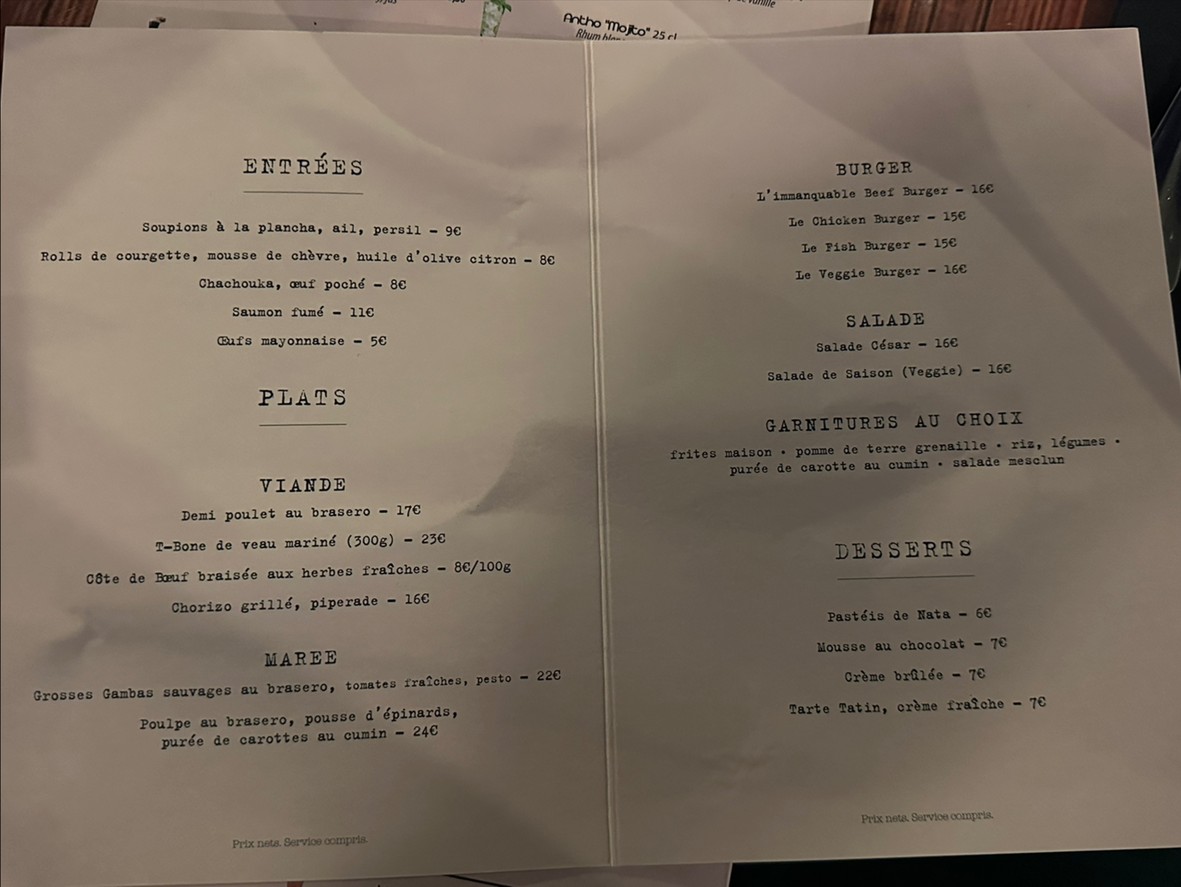 Le Xème menu 1
